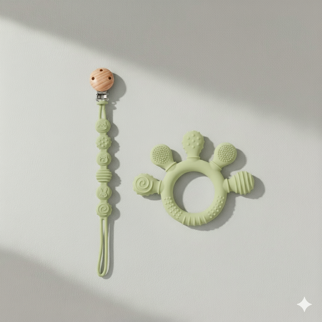 Attache-tétine avec anneau de dentition