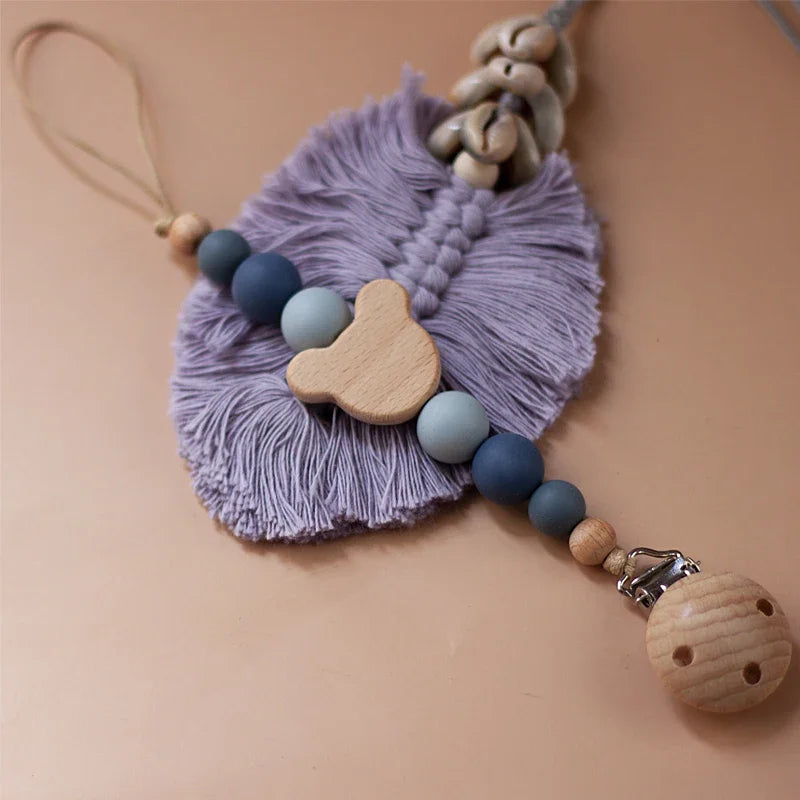 Attache-tétine personnalisable en bois et silicone