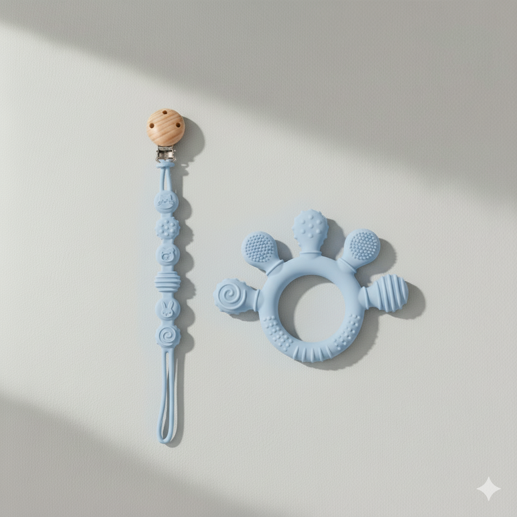 Attache-tétine avec anneau de dentition