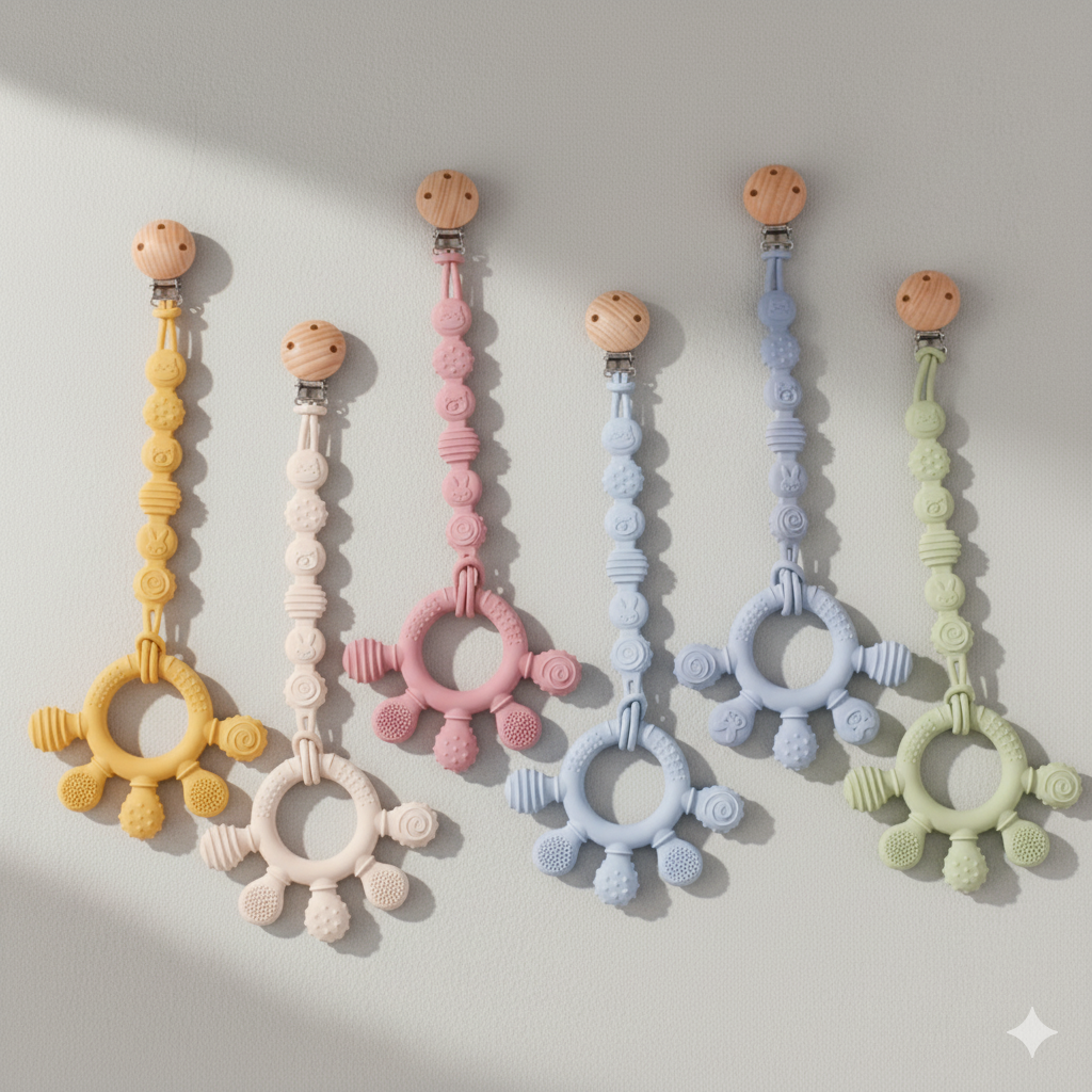 Attache-tétine avec anneau de dentition