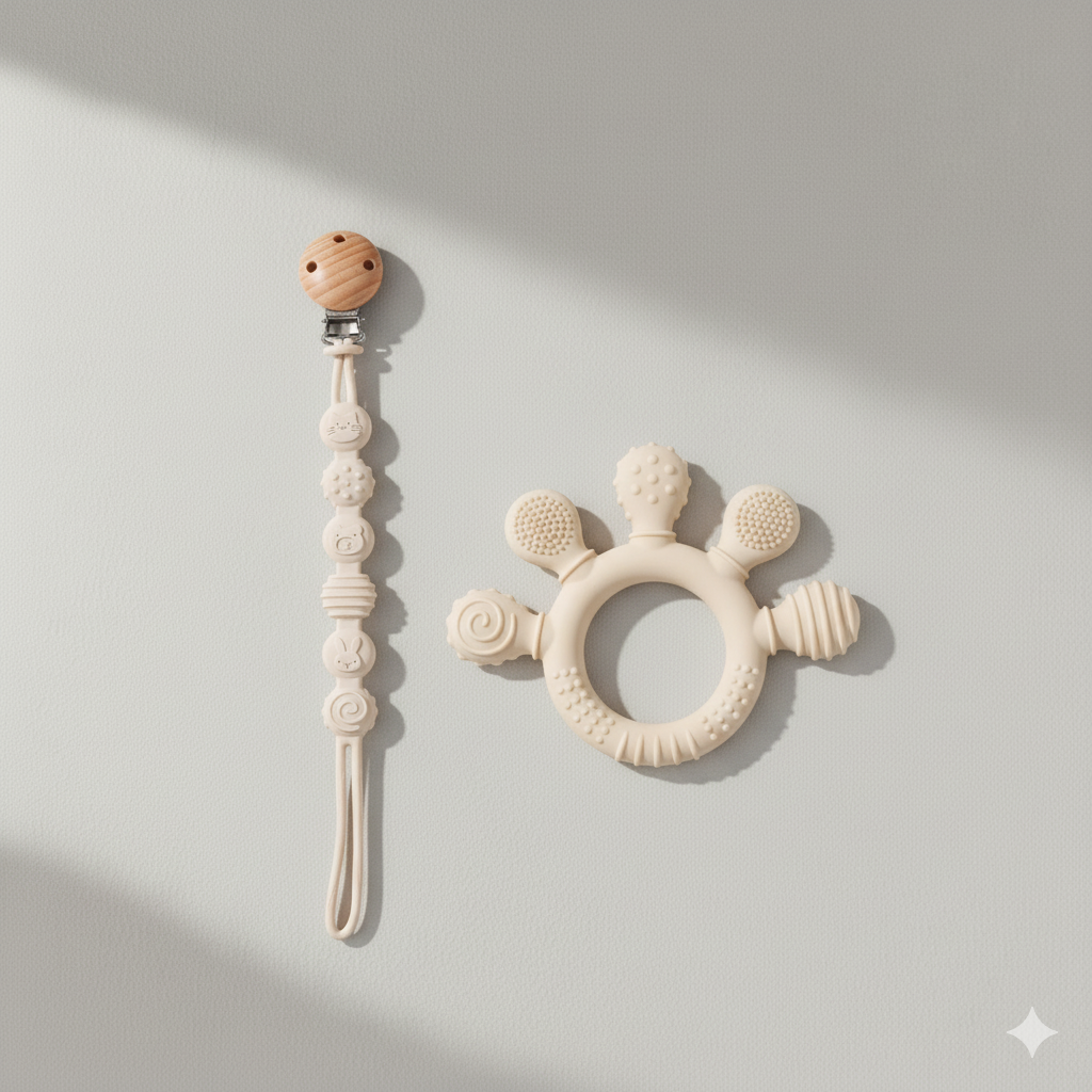 Attache-tétine avec anneau de dentition