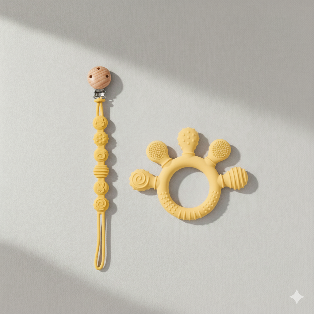 Attache-tétine avec anneau de dentition