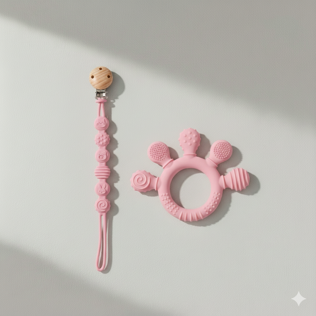 Attache-tétine avec anneau de dentition