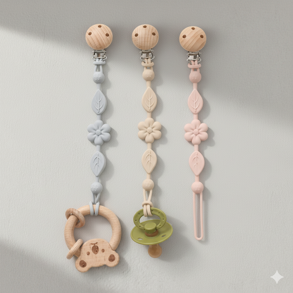 Attache tétine fleur